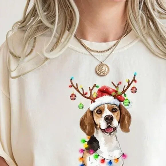 Christmas Dog Shirt Gift For Dog Lover, Beagle Christmas Shirt - Picture 3 of 4